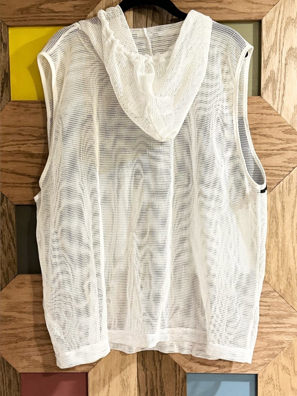 Vtg Bebe Sport Mesh Sleeveless Hoodie Y2K B&W Athleisure Top Workout Coverup 3XL - Picture 3 of 8